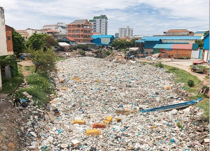ゴミが放置されているカンボジア